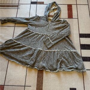 Free People Heather Gray Knit Zip-Up Hoodie